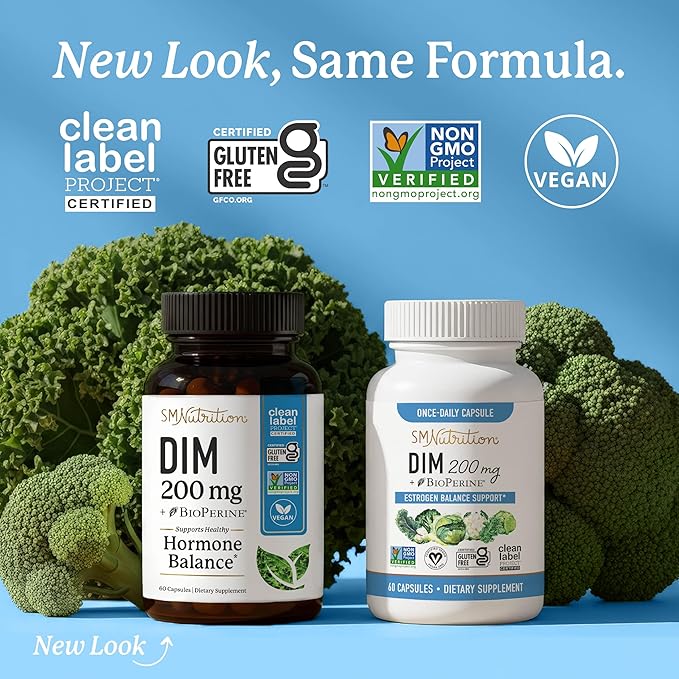 DIM Supplement 200 mg | Estrogen Balance for Women &amp Men | Hormonal Acne Hormone Balance Menopause &amp Antioxidant Support | Clean Label Project Certified Vegan &amp Soy Free Diindolylmethan
