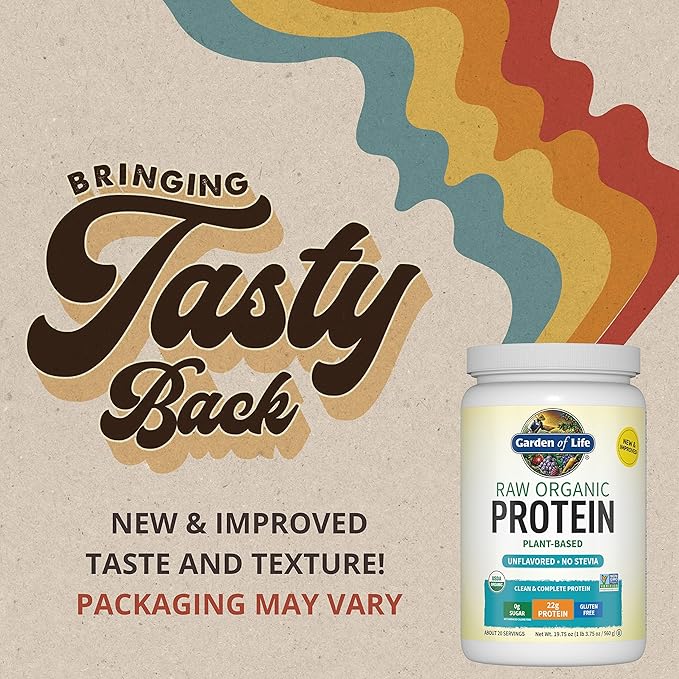 Garden of Life Raw Organic Protein &amp Greens Chocolate &amp Organic Vegan Unflavored Protein Powder 22g Complete Plant Based Raw Protein