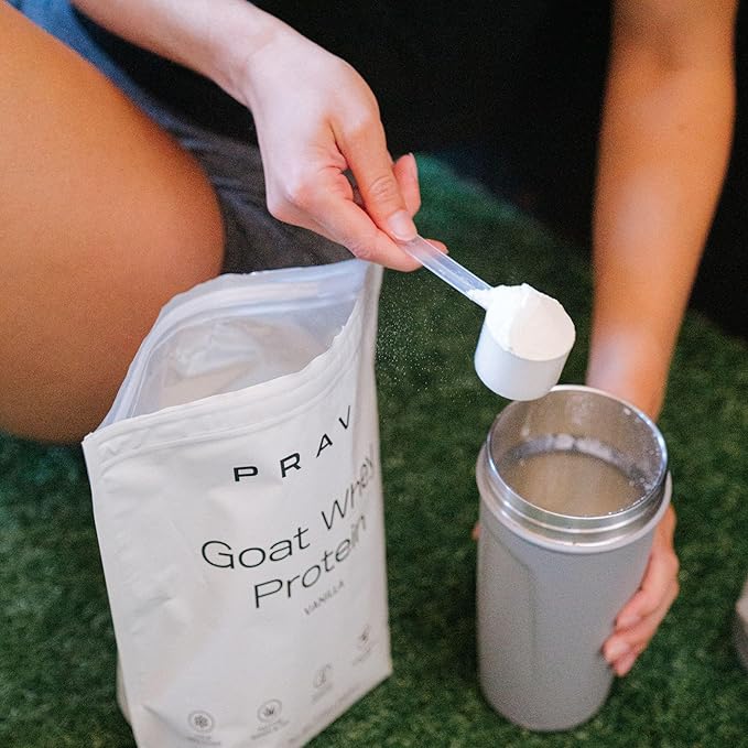 Grass-Fed Pure Goat Whey Protein Powder - Organic Whey Protein Supplement - Easy to Digest - Less Lactose - Soy Free - Vanilla Flavor - 20 Servings