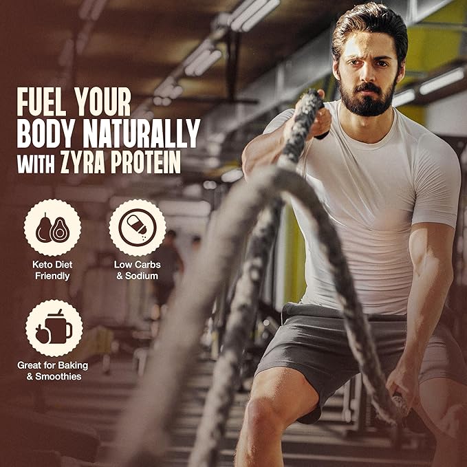 Zyra Pea Protein Powder Chocolate – 18g Plant Based Protein Vegan Dairy Free Gluten Free Soy Free Top 9 Allergen Free Low Carb Keto Friendly Smooth Mixing Easy to Digest