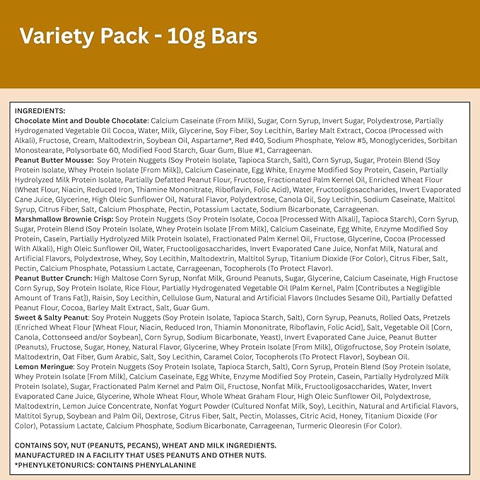 Nutmeg State Nutrition High Protein Bars 7 Servings Per Box (1 Box (7 Servings) Variety 10g (Chocolate Mint Lemon Meringue Marshmallow Brownie Crisp Peanut Butter Crunch Peanut Butter Mousse Sw