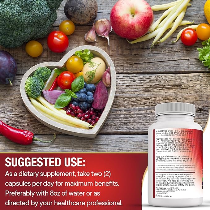 NEW AGE COQ10 200mg Red Yeast Rice 3000mg Omega 3-6-9 3000mg Magnesium Complex 500mg Zinc Vitamin K2 D3 - Vitamins for Women and Men with Vitamin B3 Coenzyme Q10-120 Count