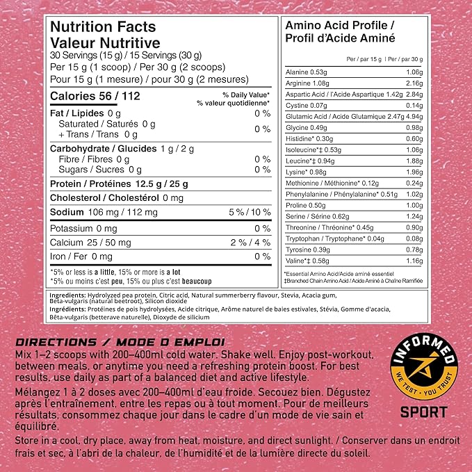 PRO-SURGE Clear Protein Powder Summerberry Lemonade Flavor 454g - 30 Servings 25g Plant-Based Protein Isolate - Sugar-Free Dairy-Free Soy-Free Gluten-Free Clear &amp Refreshing Juice-Like Drink