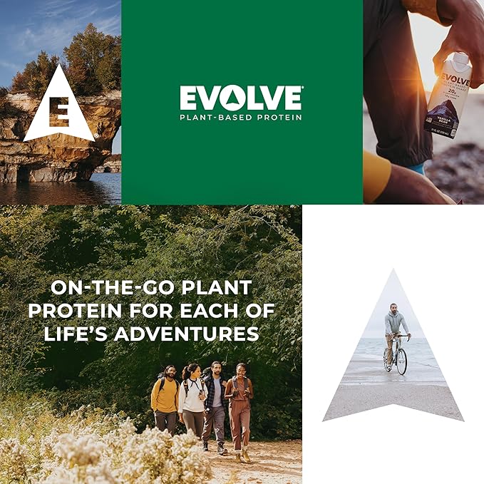 Evolve Plant Based Protein Shake Double Chocolate 20g Vegan Protein Dairy Free No Artificial Sweeteners Non-GMO 10g Fiber 11 Fl Oz (Pack of 12) - (Formula May Vary)
