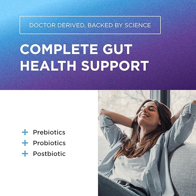 DR. EMIL NUTRITION Total Gut Health Complex - Prebiotic + Probiotic + Postbiotic Gut Health Supplements for Women and Men - Probiotics for Digestive Health &amp Gut Health 120 Capsules