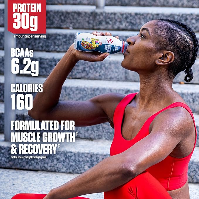 Dymatize Performance Protein Shake Fruity Pebbles 30g Protein 6.2g BCAA for Muscle Recovery No Added Sugar Low Fat 24 Vitamins and Minerals Gluten-Free Ready to Drink On-the-Go Snack 11.5fl