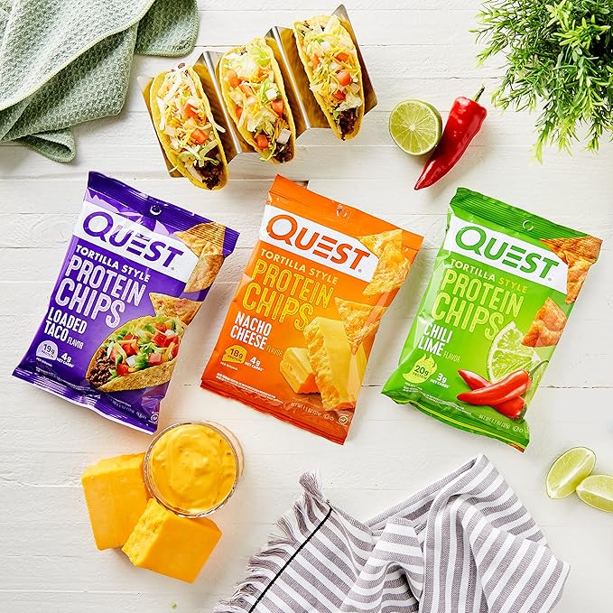 Quest Nutrition Apple Pie Protein Bar 20g Protein 4g Net Carbs 2g Sugar &amp Tortilla Style Protein Chips Variety Pack Chili Lime Nacho Cheese