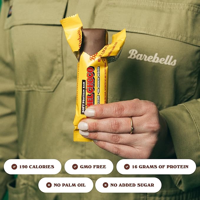 Barebells Soft Protein Bars Caramel Choco - 12 Count 1.9oz Bars - Protein Snacks with 16g of High Protein - Fluffy Chocolate Protein Bar with 2g of Total Sugars - Soft Protein Snack &amp Breakfast B