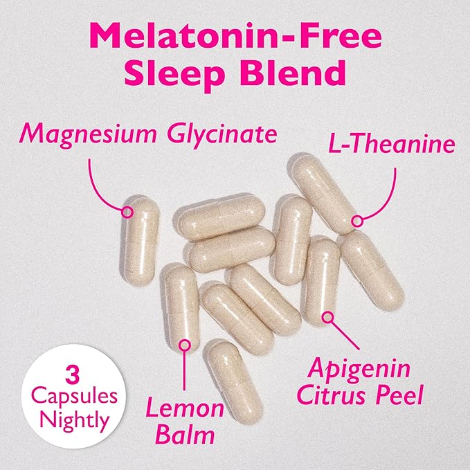 Magnesium Sleep Complex with L-Theanine and Lemon Balm - Melatonin-Free Sleep Support for Natural Calm and Relaxation - Magnesium Glycinate - 90 Capsules