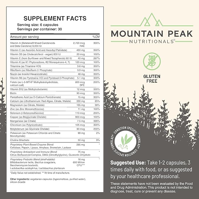 Mountain Peak Nutritionals Ultimate Wellbeing Combo Pack – Ultra High Multivitamin for Energy Gut Health &amp Immuni-V Immune Support Supplement with Antioxidants – Hypoallergenic Dietary Supplement