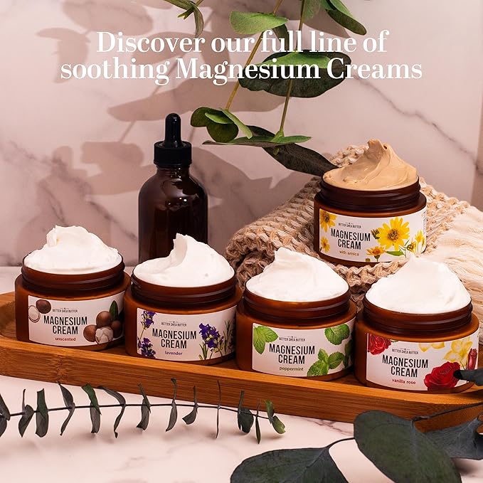 Better Shea Butter Magnesium Cream for Leg Cramps | Relieves Muscle Tension | Night Lotion Safe for Pregnancy Kids and Babies | Organic and Natural Ingredients | Vegan Made in USA | (Unscented)