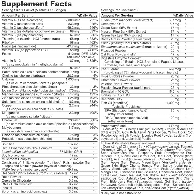 Healthy 'N Fit NUTRI Pack - 30 Day Pkt -One Pack Daily Multivitamin All-in-One Packets