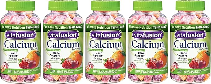 Vitafusion Calcium Gummy kSwbLe Vitamins for Adults 500 mg 100 Count (Pack of 5)