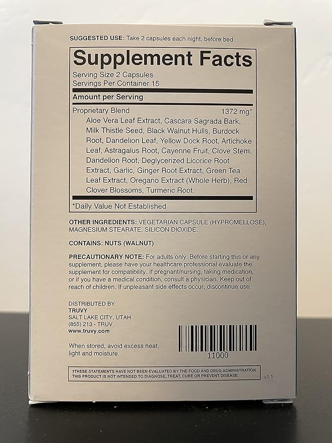 Truvy Renu Detox | 30 Count | Digestive Support Capsules | Supports Gut Balance &amp Natural Elimination | Plant-Based Formula for Internal Cleanse &amp Wellness