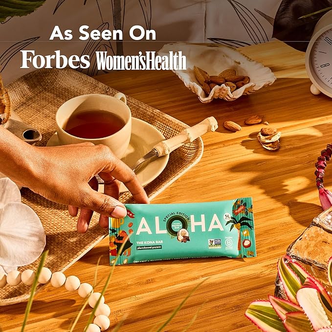 ALOHA Organic Plant Based Protein Bars | The Kona Bar - Special Edition | 6 Count 1.98oz Bars | Vegan Low Sugar Gluten Free Paleo Low Carb Non-GMO Stevia Free Soy Free No Erythritol