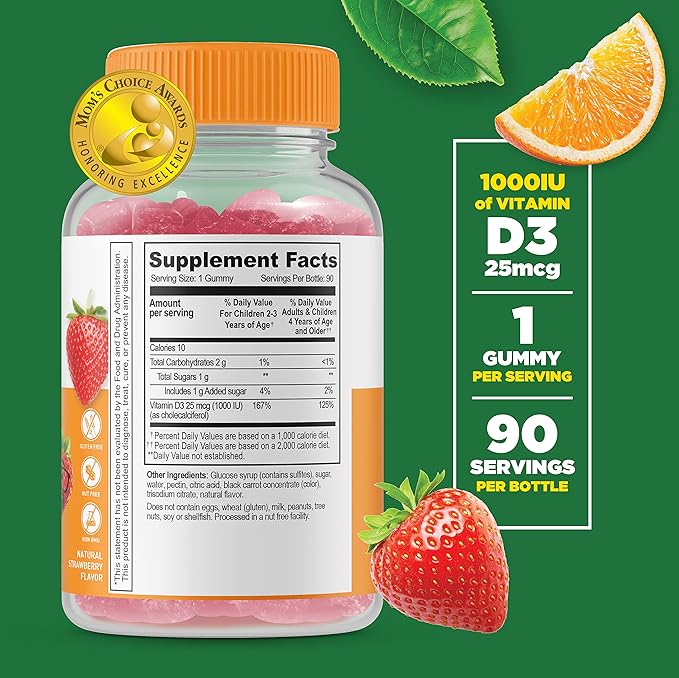 Lifeable Vitamin D Kids + Immune Support Kids Gummies Bundle - Great Tasting Vitamin Supplement Gluten Free GMO Free Chewable Gummy