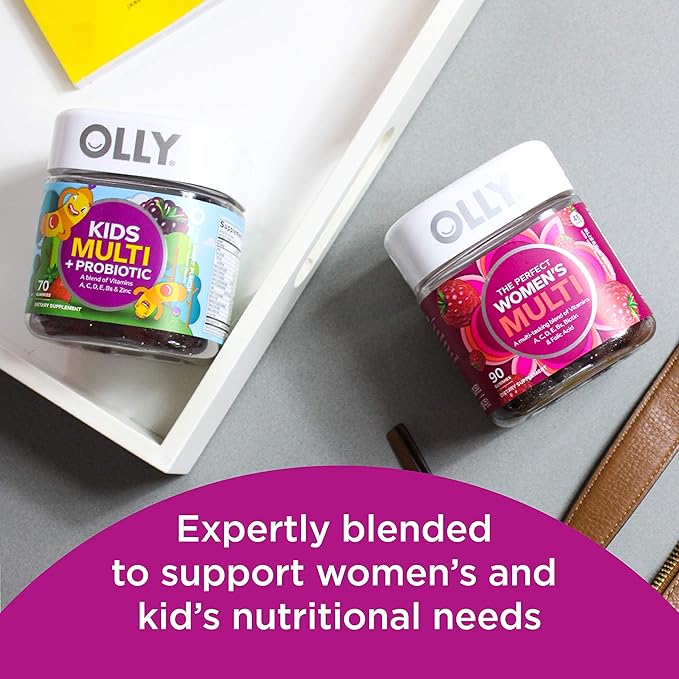 OLLY The Perfect Women's Multi and Kid's Multi +Probiotic Family Pack Gummies 2 Count Chewable Supplement