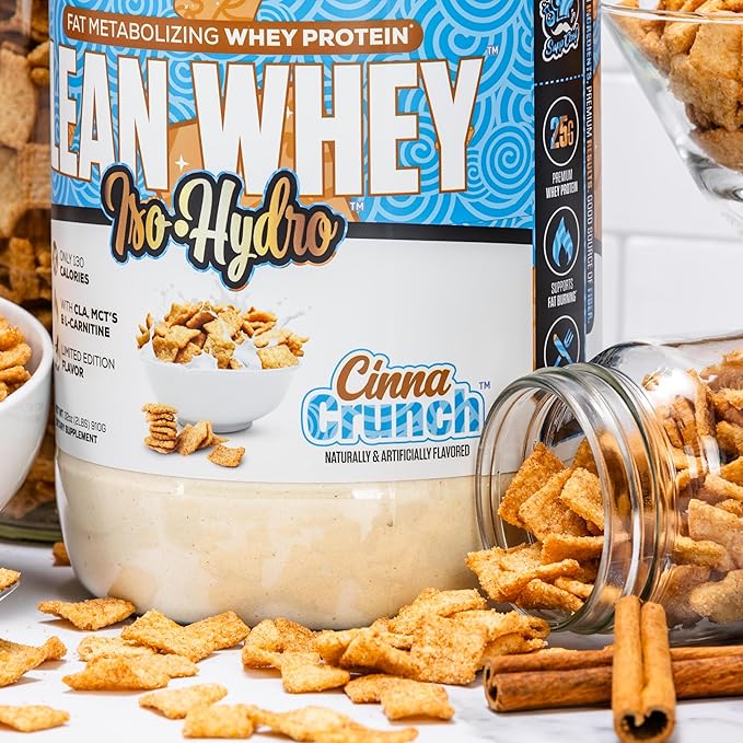 Musclesport Lean Whey Revolution™ Protein Powder - Whey Protein Isolate - Low Calorie Low Carb Low Fat Incredible Flavors - 25g Protein per Scoop - 2lb Cinna Crunch