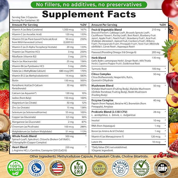 Vegan Multivitamins &amp Calcium Trio – Whole Food Multivitamin with Iron + Women’s Daily Multivitamin with Iron + Plant-Based Calcium Magnesium Zinc D3 K2 &amp Turmeric – Energy Bone &amp Imm