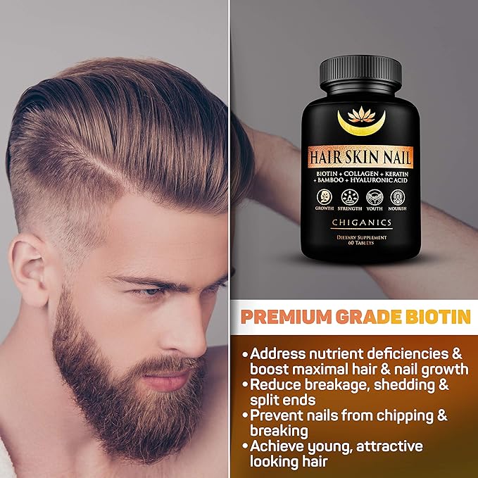 10X Potent Hair Skin and Nail Growth Vitamins Infused with Keratin + Collagen + Silica for Vibrant Hair- Extra Strength Biotin 5000mcg