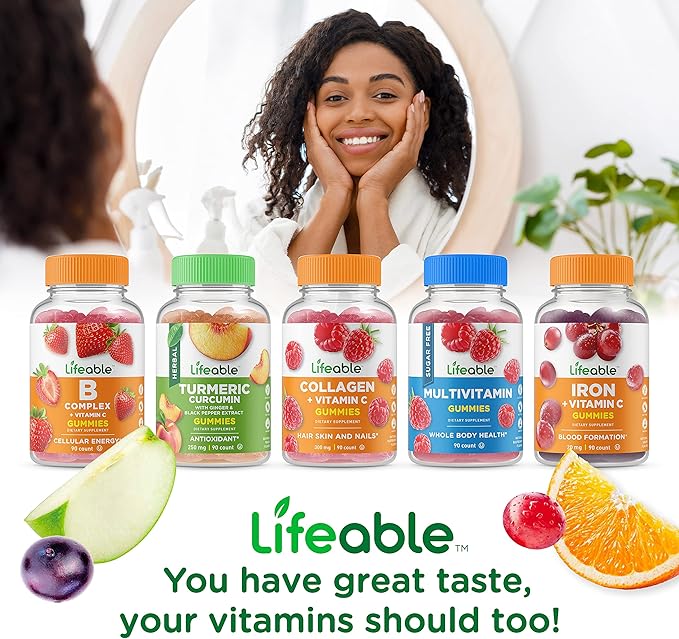Lifeable Sugar Free Biotin + Vitamin B12 Gummies Bundle - Great Tasting Vitamin Supplement Gluten Free GMO Free Chewable Gummy