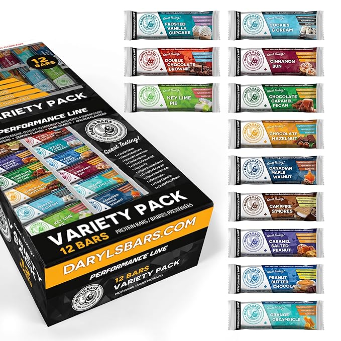 Daryl's Bars Variety Pack On The Go Snack On the Go Whey Protein Bars Gluten Free Protein Snack Meal Replacement Pack of 1