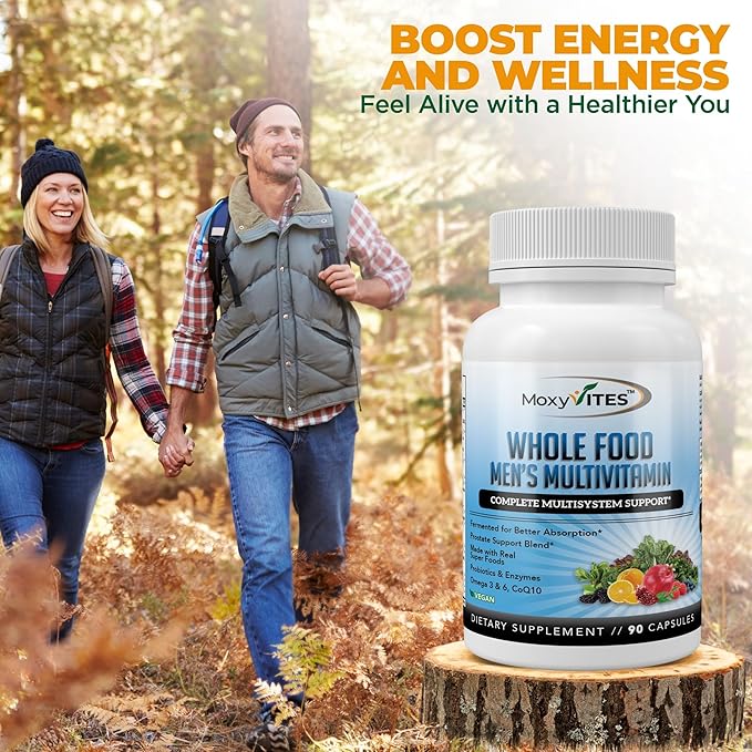 Methylated Mens Multivitamins - Daily Mens Vitamins with 44 Organic Whole Food - Multivitamin for Men with Iron &amp Fermented Nutrients - Vegan Daily Vitamin for Men with B-Complex Probiotics Omeg
