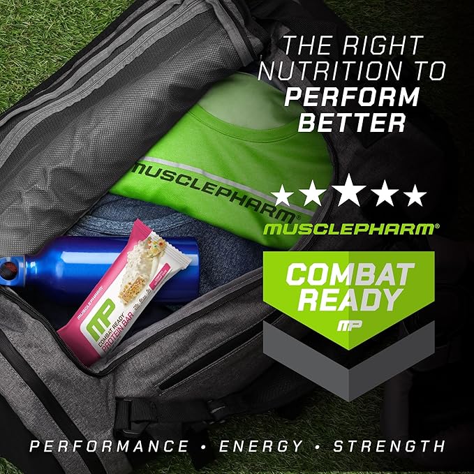 MusclePharm Combat Ready Protein Bar Confetti Cake High Protein Bars Combat Cravings Fuel Performance &amp Meet Energy Demands 20g Protein from Whey Protein 4g Fiber Gluten Free 12 Bars