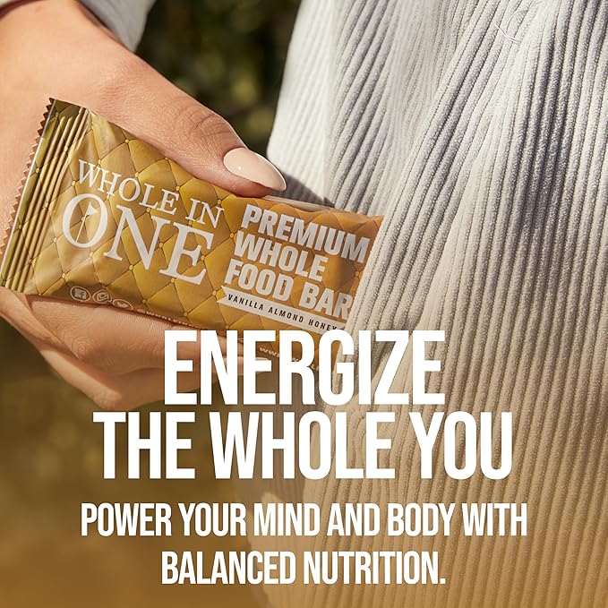 BrickHouse Nutrition Whole In One Bars: Healthy Snacks for Adults | Non-GMO Gluten Free Snack Bars | Real Fruits &amp Vegetables - Vanilla Almond Honey (12 Bars)