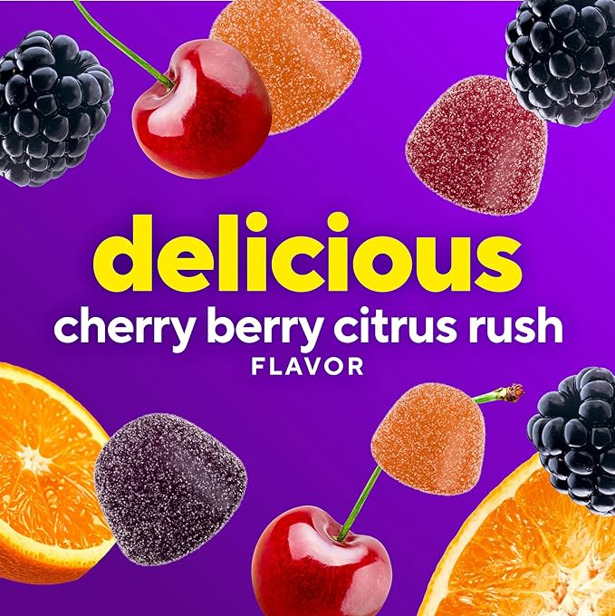 vitafusion Probiotic + Prebiotic Fiber Gummies for Adults Probiotic Supplement with Prebiotic Fiber to Support Gut Health and Provide Good Bacteria (1) Cherry Berry Citrus Rush Flavor 60 Count