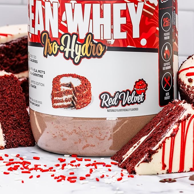 Musclesport Lean Whey Revolution™ Protein Powder - Whey Protein Isolate - Low Calorie Low Carb Low Fat Incredible Flavors - 25g Protein per Scoop - 2lb Red Velvet