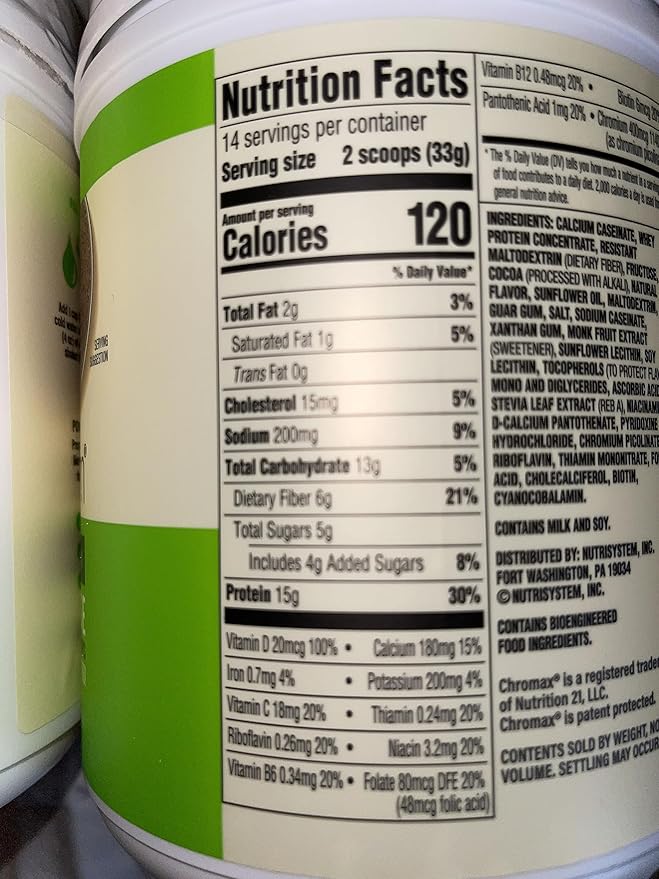 Nutrisystem Nutricrush Probiotic Shakes Chocolate Fudge and Sweet Vanilla Shake Mix - Protein &amp Probiotics Support Digestive Bust Belly Bloat 2 Containers 16.3 oz. each 28 Servings(Pack of 2)