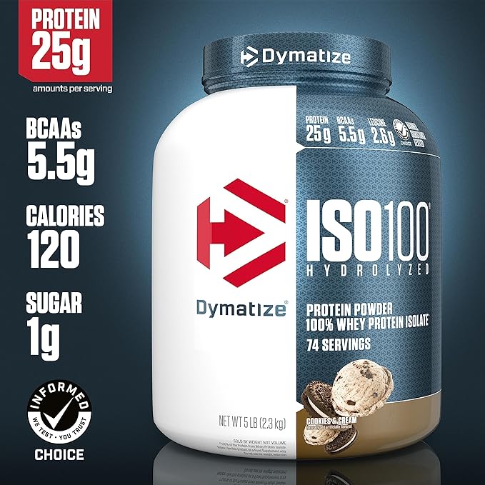 Dymatize ISO100 Hydrolyzed Protein Powder 100% Whey Isolate Protein 25g of Protein &amp ISO100 Hydrolyzed Protein Powder 100% Whey Isolate Dunkin' Glazed Donut Flavor