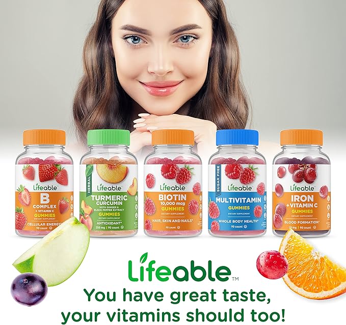 Lifeable Collagen &amp Biotin + Moringa Leaf Gummies Bundle - Great Tasting Vitamin Supplement Gluten Free GMO Free Chewable Gummy