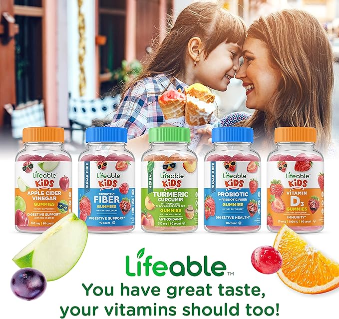 Lifeable Probiotic 2 Billion CFU Kids + Immune Support Kids Gummies Bundle - Great Tasting Vitamin Supplement Gluten Free GMO Free Chewable Gummy