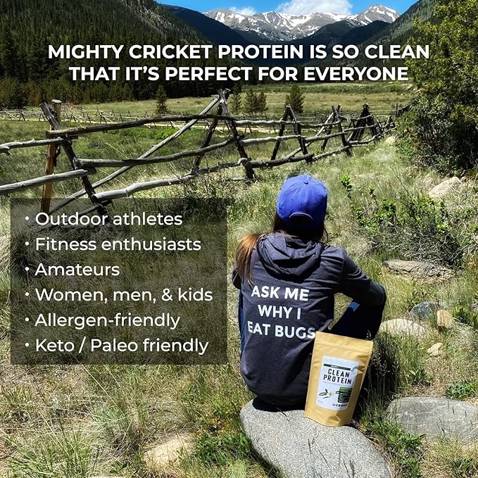 Mighty Cricket Protein Powder. 20g Clean Prebiotic Cricket Protein. No Sugar Low Carbs Gluten &amp Dairy Free. Keto &amp Paleo 100% Natural Ingredients. Chocolate 1 lb (Pack of 1)