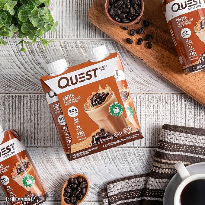 Quest Nutrition Ready to Drink Coffee Protein Shake 30g Protein 4g Carb 1g Sugar Gluten Free Keto Friendly 4 Count (Pack of 3)