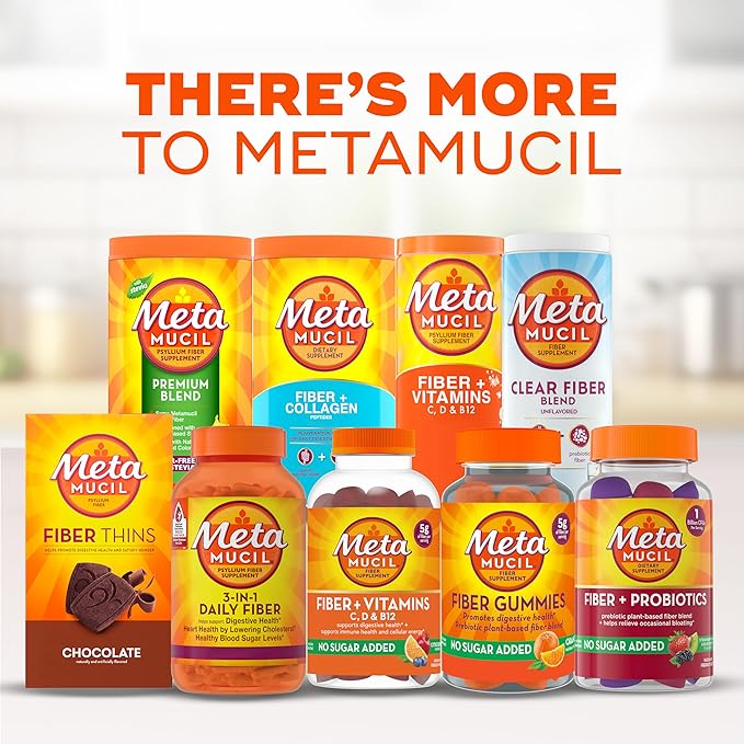 Metamucil Fiber Supplement Unflavored Clear Mixing Powder No Grit No Sugar Added Plant Based Prebiotic Fiber Supplement Blend for Daily Digestive Health 75 teaspoons