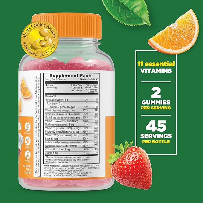 Lifeable Multivitamin Kids + Zinc 25mg Kids Gummies Bundle - Great Tasting Vitamin Supplement Gluten Free GMO Free Chewable Gummy