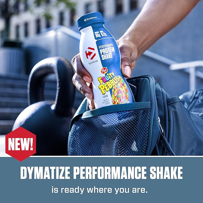 Dymatize Performance Protein Shake Fruity Pebbles 30g Protein 6.2g BCAA for Muscle Recovery No Added Sugar Low Fat 24 Vitamins and Minerals Gluten-Free Ready to Drink On-the-Go Snack 11.5fl