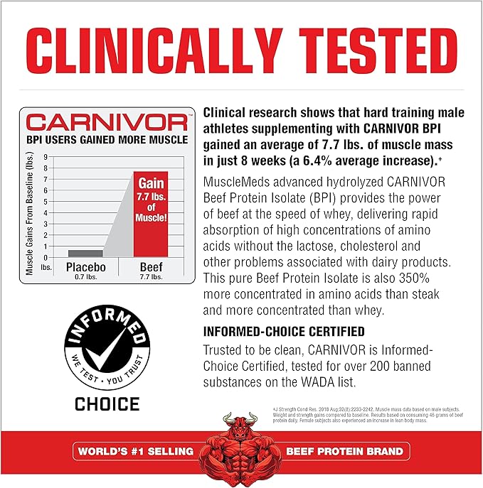 MuscleMeds Carnivor Beef Protein Isolate 0 Lactose 0 Sugar 0 Fat 0 Cholesterol Cinnamon Toast Cereal 4 Lb 56 Servings
