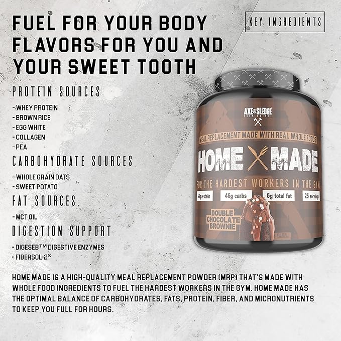 Axe &amp Sledge Supplements Home Made Whole-Foods-Based Meal Replacement Powder with Digestive Enzymes Protein Carbohydrates and Fats 25 Servings Blueberry Muffin