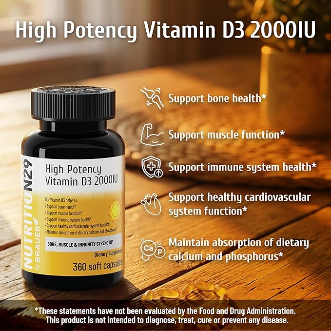 Vitamin D3 2000 IU (50 mcg) with USP-Grade Provitas® Vitamin D3 Dual Olive &amp MCT Oil for Enhanced Absorption Bone Muscle &amp Immune Support Non-GMO 360-Day Supply