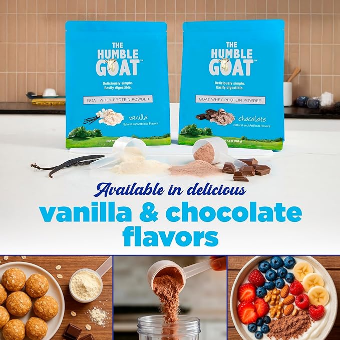 Grass Fed Whey Protein Powder Chocolate 1.5 lb – Made from Goat Milk Easy to Digest Clean Taste Non-GMO Gluten-Free &amp Versatile Chocolate Whey Protein Powder Made in USA