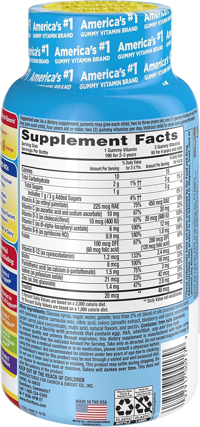 L'il Critters Paw Patrol Gummy Vites Multivitamin for Kids 190 Gummies and L'il Critters Fiber Gummy Supplement for Kids 90 Gummies