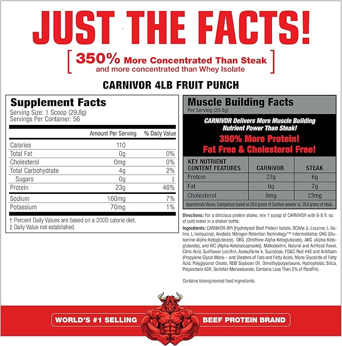 MuscleMeds Carnivor Beef Protein Isolate Powder Fruit Punch 4 lb