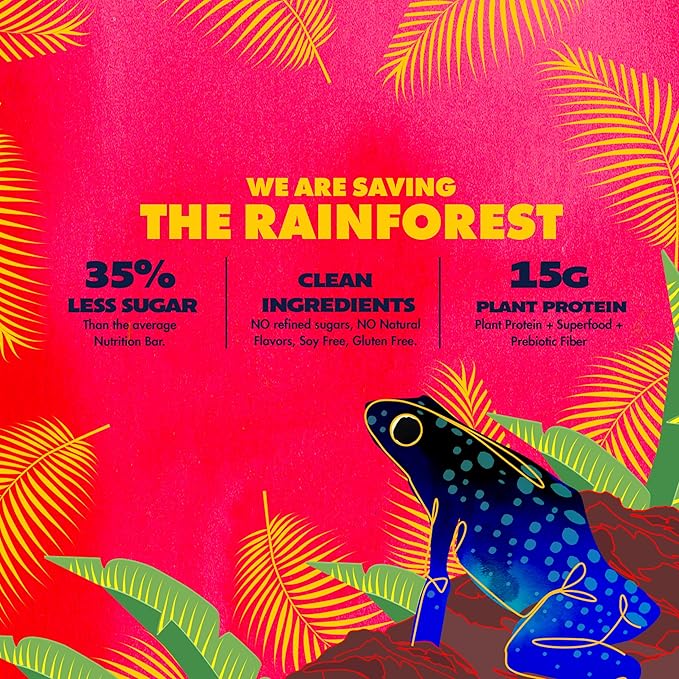 SAVE THE RAINFOREST by SHANTI BALANCE | Blueberry Matcha | 15G Plant Protein | Organic Gluten Free Superfood | Gut Health Prebiotics | Immunity Boosting | Performance Nutrition | 12 Count 2 oz Bars