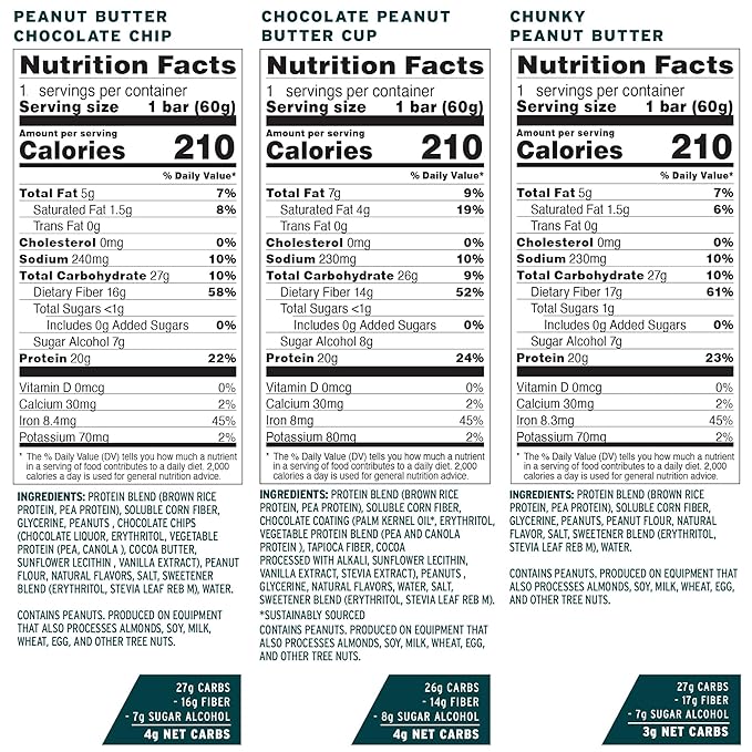 No Cow Vegan Protein Bars Upgraded Peanut Butter Variety Pack | 20g Plant Based Protein Gluten Free Dairy Free Soy Free Keto Friendly Low Sugar High Fiber Snack Bars | Pack of 12