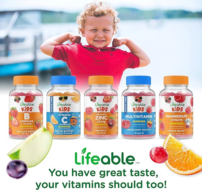 Lifeable Vitamin D3 + Vitamin K2 Kids + Turmeric Curcumin Kids Gummies Bundle - Great Tasting Vitamin Supplement Gluten Free GMO Free Chewable Gummy