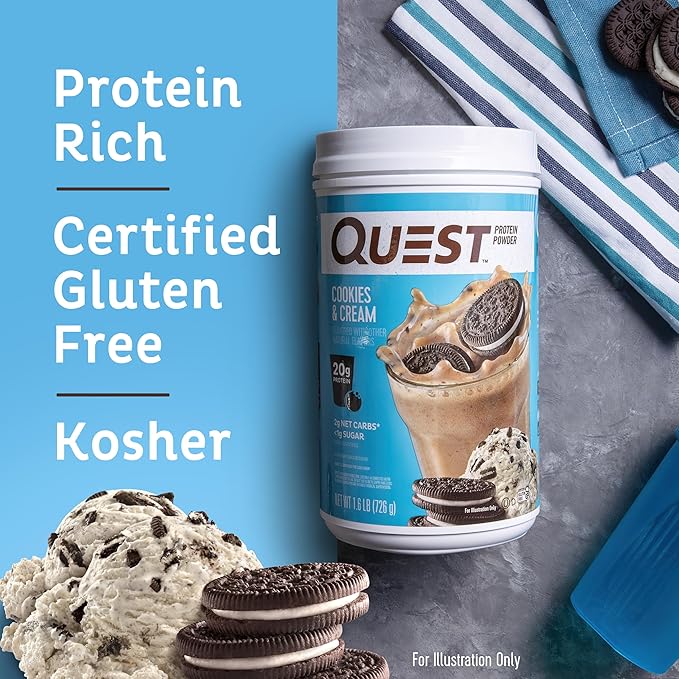 Quest Nutrition Chocolate Milkshake Protein Powder 22g Protein 1g Sugar Low Carb Gluten Free 3 Pound 43 Servings &amp Cookies &amp Cream Protein Powder 20g Protein 1g Sugar Low Carb Gluten